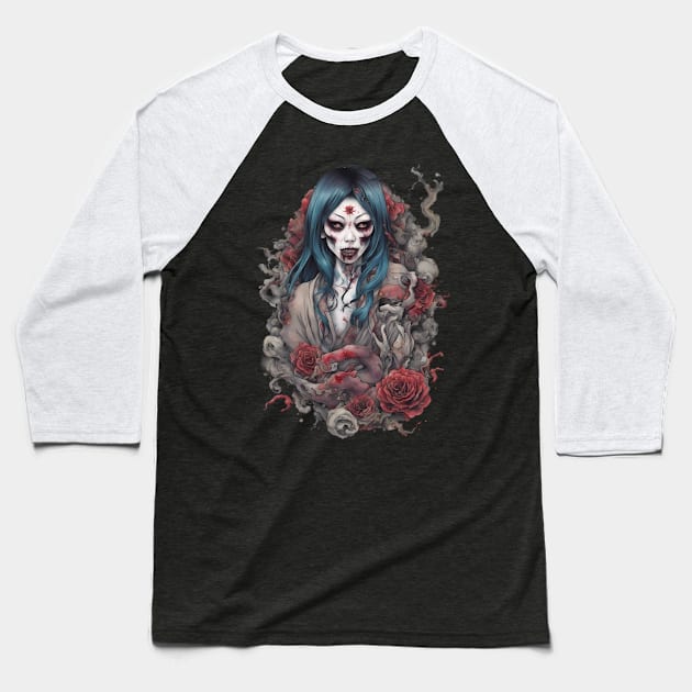 Female Ghost Baseball T-Shirt by animegirlnft